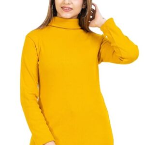 Women High Neck Mustard Sweatshirt